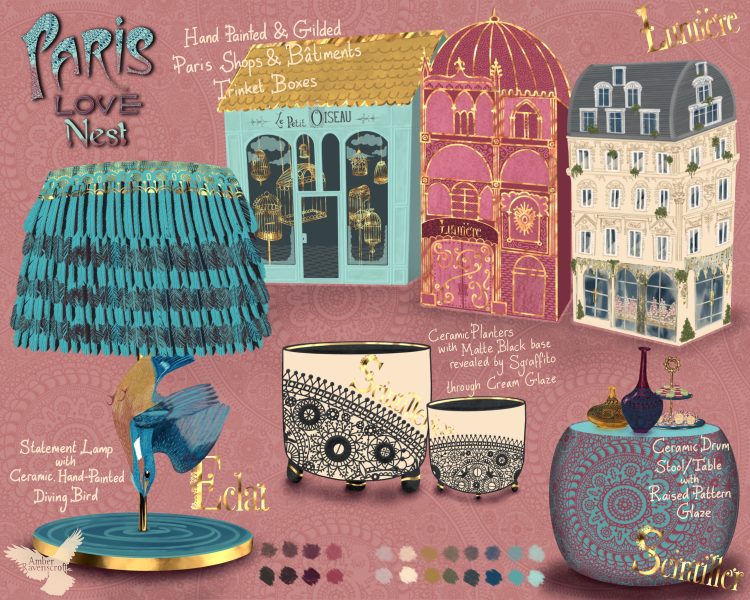 Ceramic Paris Love Nest Home Décor Collection