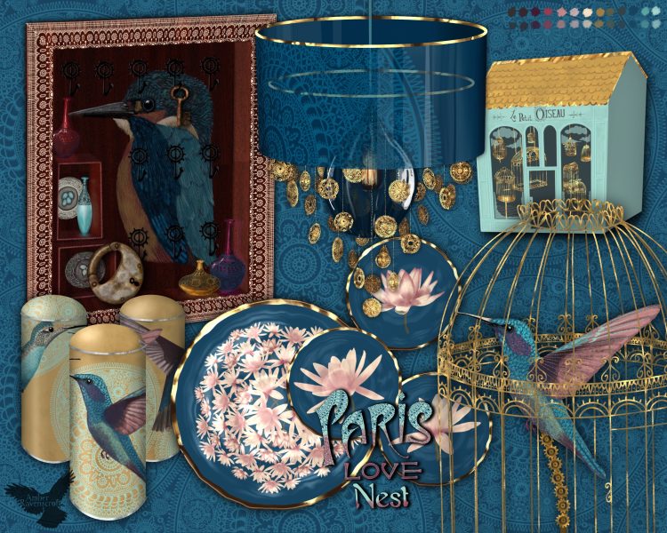 Selection from Paris Love Nest Home Décor Collection designed by Amber Ravenscroft
