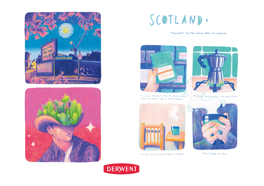 Chromaflow pencil collection - Daisy Dreams, Cactus Garden, Scotland: Thoughts on the train back to London