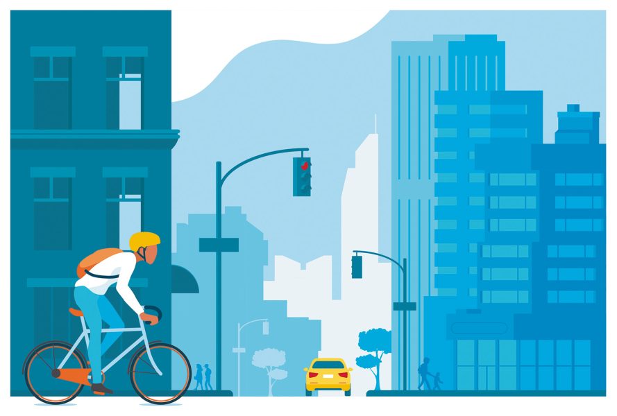 Cityscape lifestyle vector editorial illustration