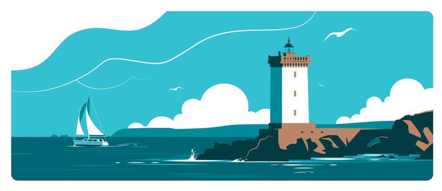 Lighthouse vector travel poster illustration