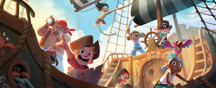 Pirate characters children's adventure book