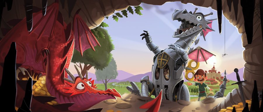 Dragon character children's mythical storybook illustration