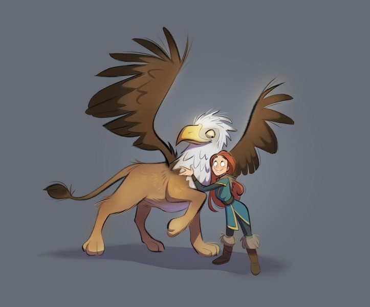 Griffin character mythical children's book fantasy illustration