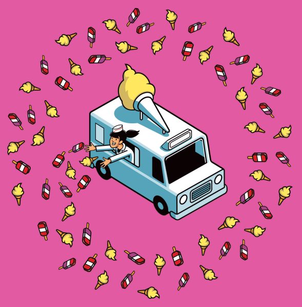 Ice cream truck isometric illustration