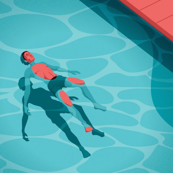 Character floating in pool lifestyle illustration