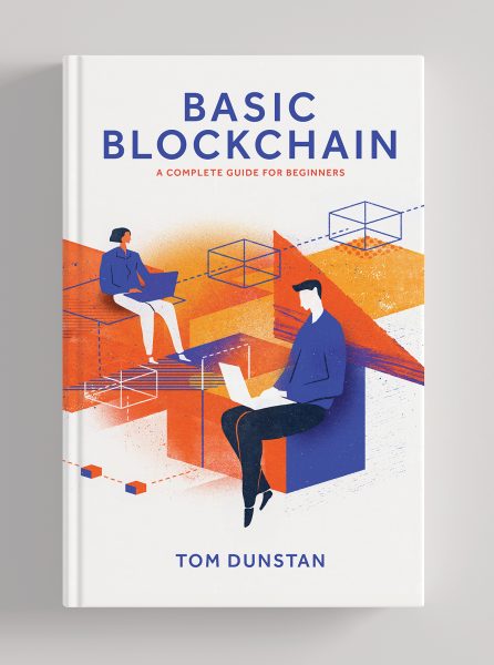 Cryptocurrency book cover jacket illustration