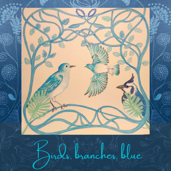 Birds, branches, blue
