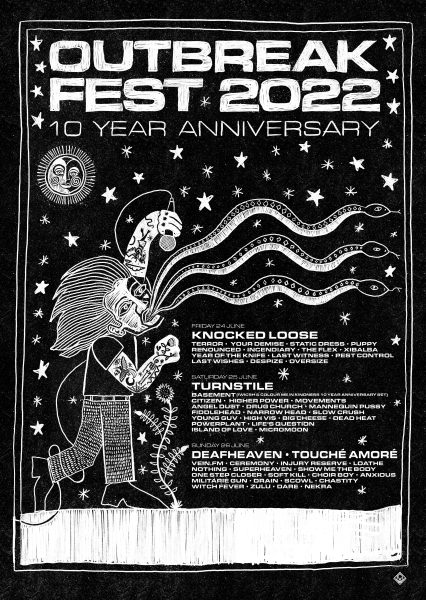 Outbreak Fest 2022 Illustrated Poster + Merch Design