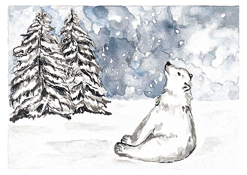 Winter polar bear scene