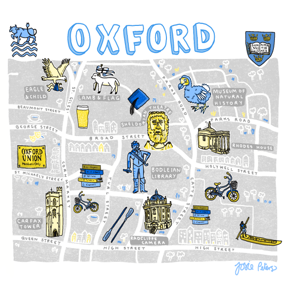Illustrated map of Oxford, Uk - Josie peters