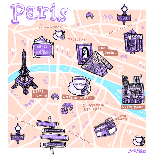 Illustrated map of Paris - Josie peters