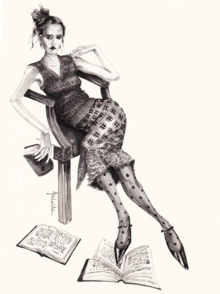 Reader in Spotted Stockings