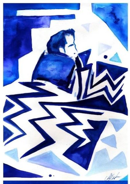 Missoni Fashion Portrait in Blue Ink by Anna Blachut