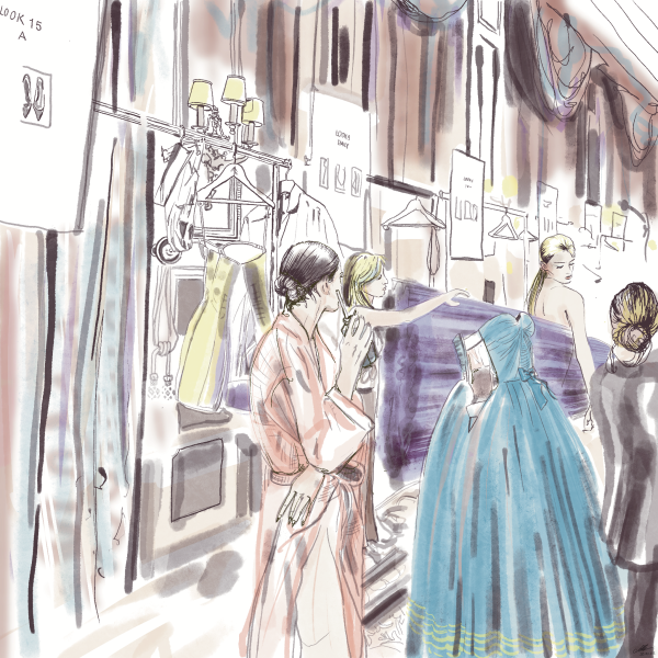 Viktor and Rolf Couture Fashion Show Behind the Scenes Illustration by Anna Blachut