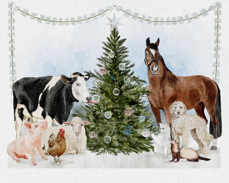 December calendar page, digital watercolor