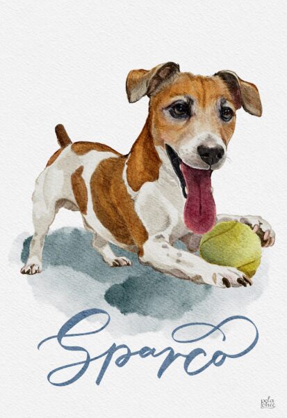 Dog portrait, digital watercolor