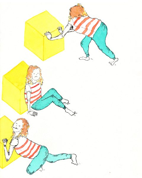 Girl moving a box