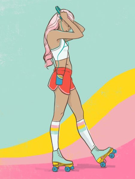 Teen girl in roller skates