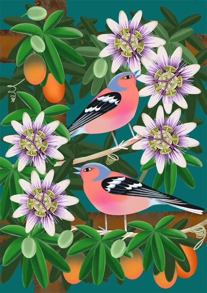 Chaffinches and Passiflora