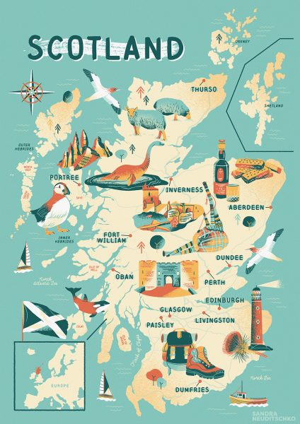 2022_Scotland Map Sandra Neuditschko Illustration