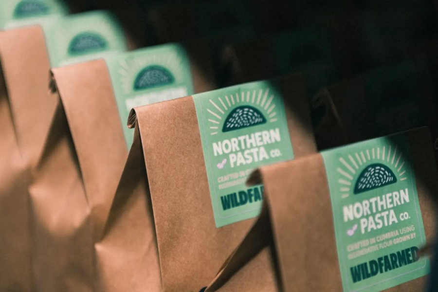Northern Pasta Co. Wildfarmed collaborations label illustration and brand design