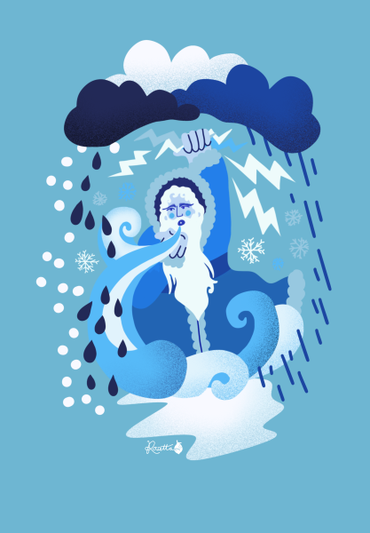 Illustrated Children's Story_Old Man Winter Throwing a Storm