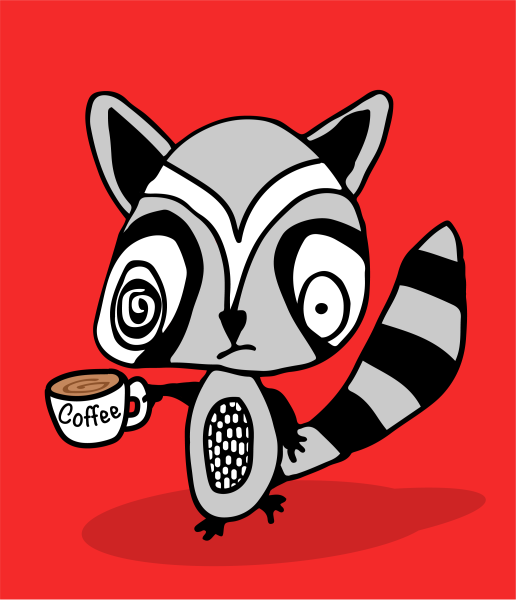 Raccoon_Drinking_Coffee_Handdrawn_Vector_Digital_Illustration