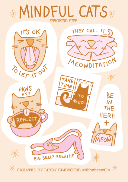 Mindful cat stickers