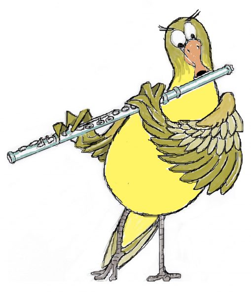 Bird playing flute
