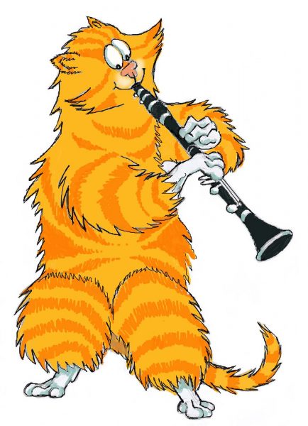 cat playing clarinet
