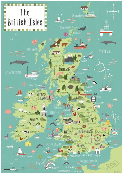 Illustrated Childrens Map of the British Isles