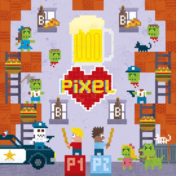 Pixel Love greeting card:  Birthday card