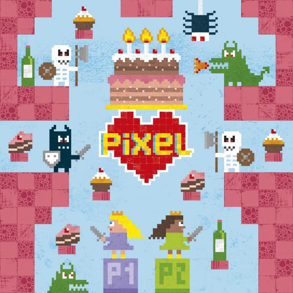 Pixel Love greeting card: Birthday Princess card