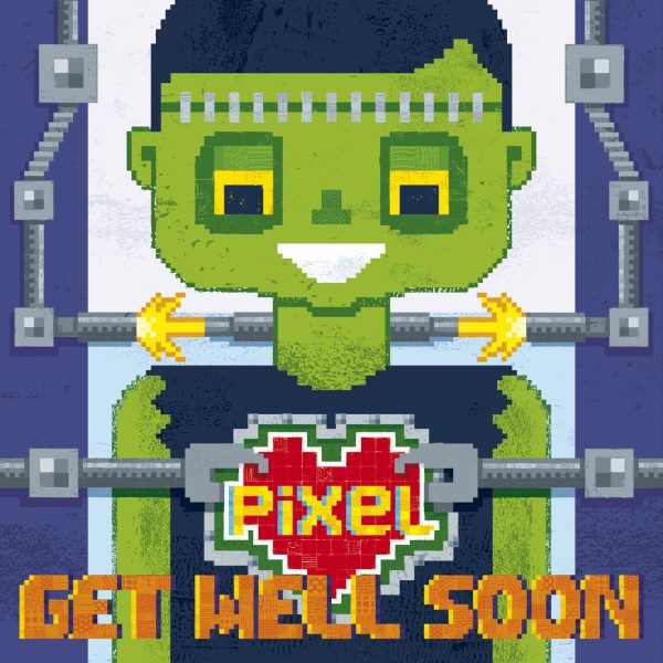 Pixel Love greeting card 'Get well soon'