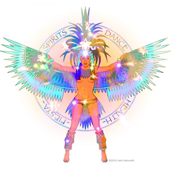 John Ashworth SPIRITS DANCE female positive body image beauty health fitness sensual dance music ethnic tribal pop event festival poster icon brand logo